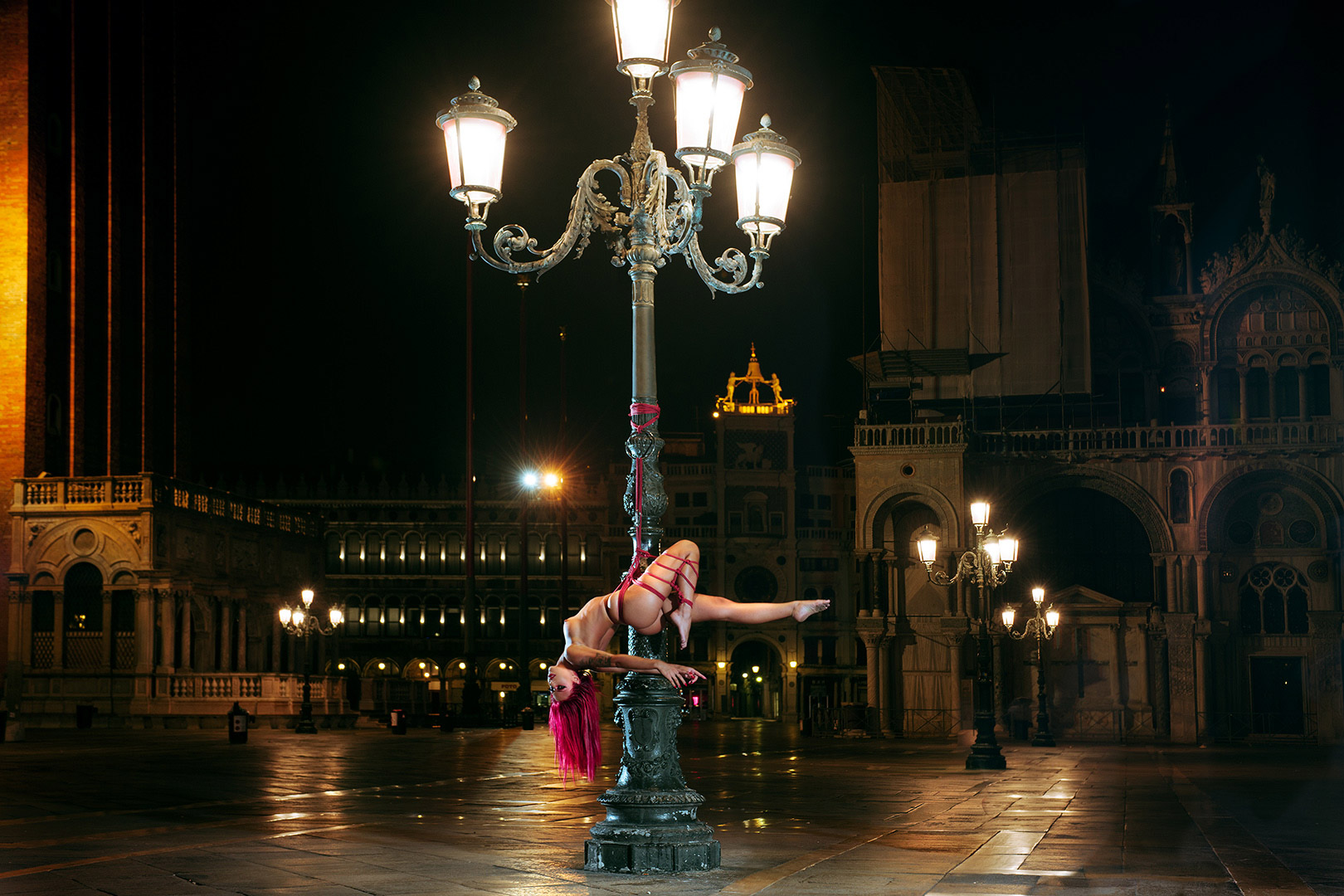 Falling Angel In S.Marco Square (Venice) - 2013 shibari bondage corde rope fine art